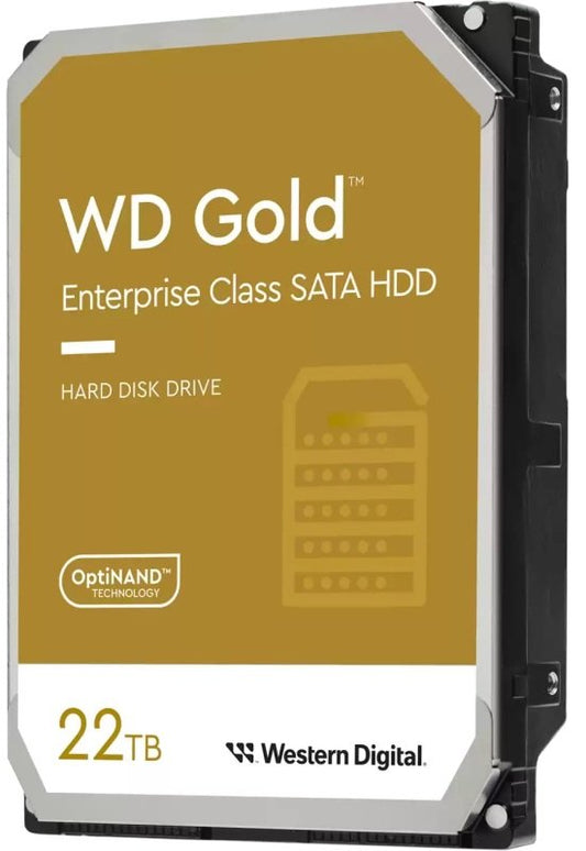 Western Digital Gold Enterprise Class HDD Drive 22 TB SATA 6Gb/s HDD 3.5inch internal 7200Rpm 512MB Cache 24x7 Bulk (WD221KRYZ) Western Digital